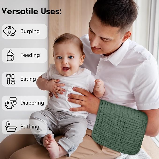 Muslin Burp Cloths for Baby 100% Cotton Burping Cloths for Boys Girls Large - Image 5