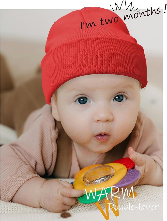 ROYBENS 100% Cotton Baby Beanie Cute Toddler Winter Hat Boys Girls Kids Soft - Image 2
