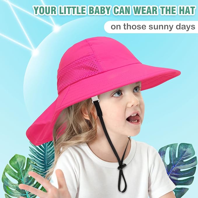 XIAOHAWANG Girls Sun Hat Baby Beach Hats Boys UPF 50+ Kids Summer Protection - Image 3