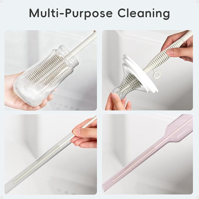 Baby Bottle Brush and Straw Cleaner Brush Set, Extra Long Double-Ended Soft - Image 5