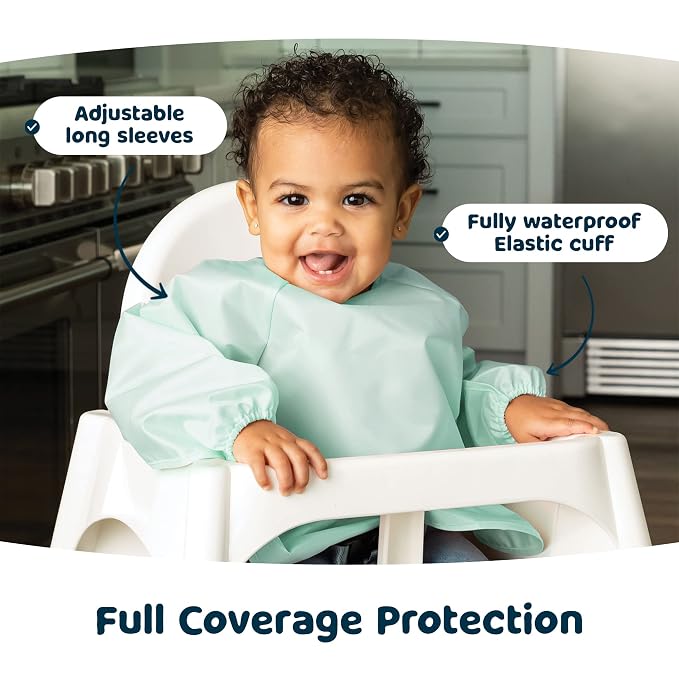 Tiny Twinkle Long Sleeve Bib for Babies & Toddlers – 2 Pack Waterproof Smock - Image 6