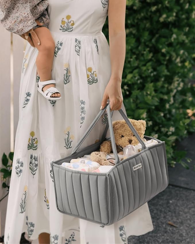 Blissful Diary Baby Diaper Caddy Organizer, Stylish Storage Basket - Image 5