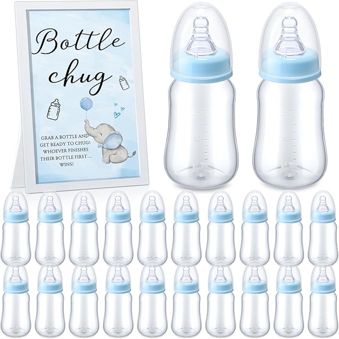 Roowest Bottle Chug Baby Shower Game Favors Including Blue Elephant Theme by Roowest