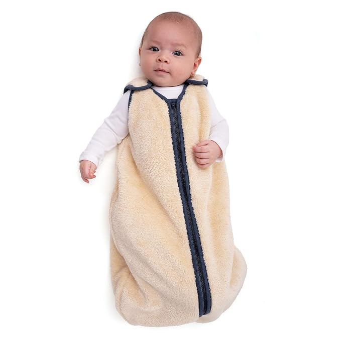 baby deedee Sleep Nest Teddy Baby Sleeping Bag, Oatmeal Navy by babydeedee