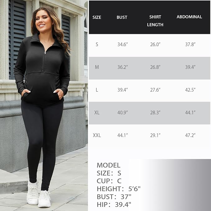 GINKANA Maternity Women's Long Sleeve Shirt Half Zipper Lapel Lightweight - Image 7