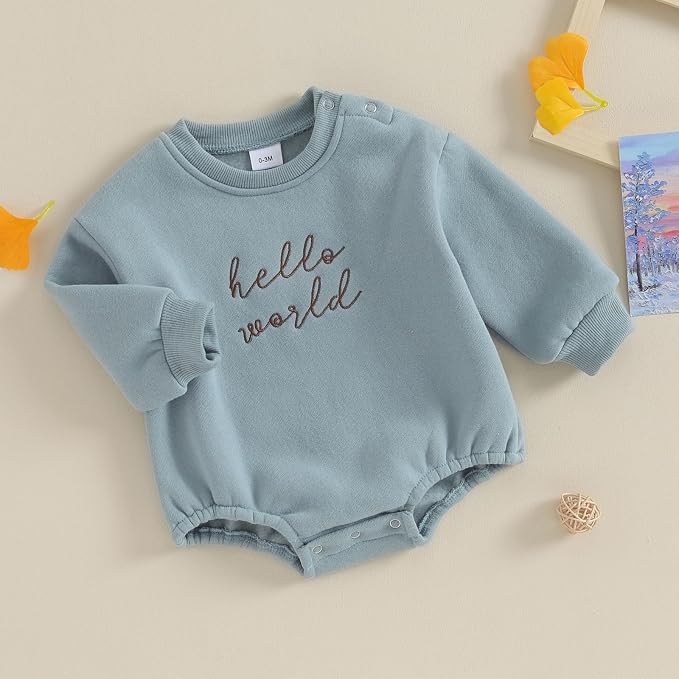 VISGOGO Newborn Infant Baby Boy Girls Oversized Romper Little Dude Sweater - Image 3