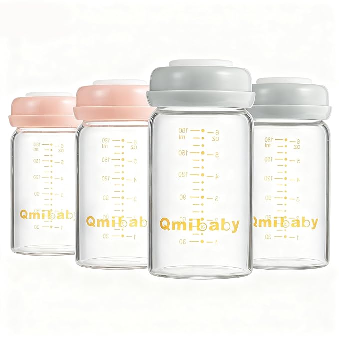 Breast Milk Storage Bottles 180ml 6oz BPA-Free Leak-Proof Baby Bottle by Qmibaby