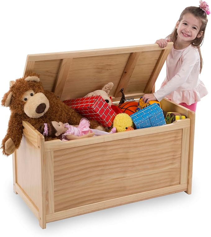 Melissa & Doug Toy Chest, Wooden Toy Storage Box - Image 3