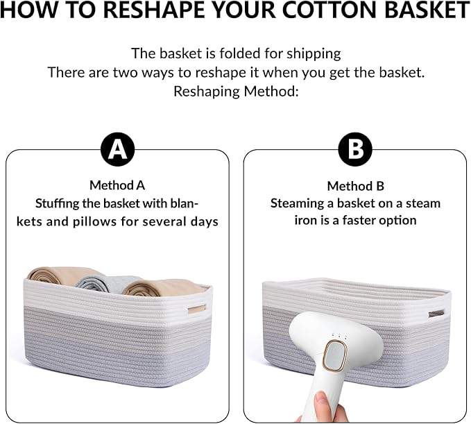 Large Storage Baskets for Shelves, Closet Organizers Bins for Clothes Blanket - Image 7