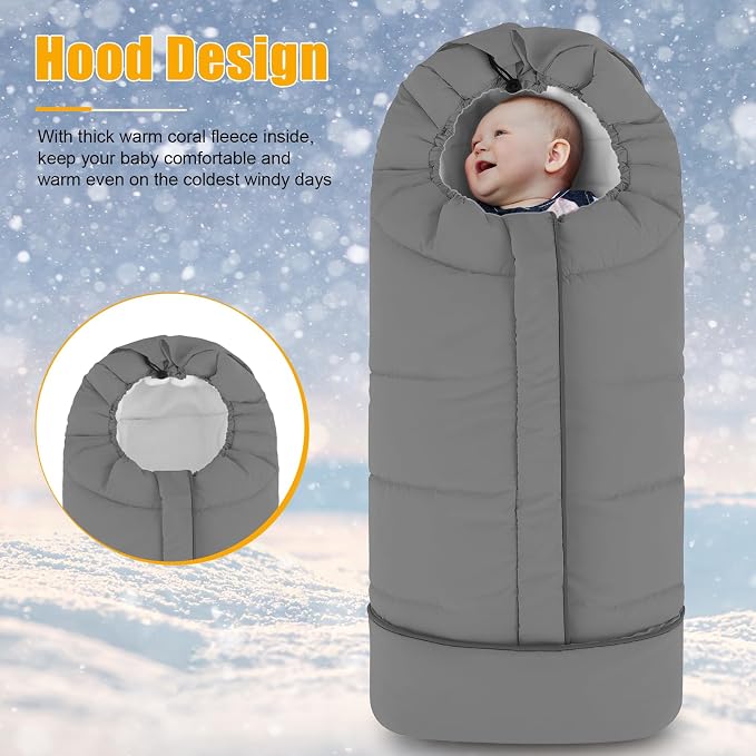 Yoofoss Stroller Cover for Winter, Toddler Stroller Footmuff Universal for Most - Image 3