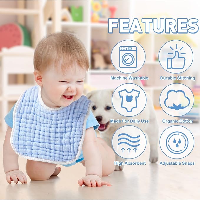 Tatuo 50 Pcs Muslin Baby Bibs Bulk Muslin Cotton Teething - Image 6