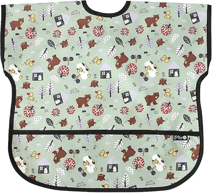 Short Sleeve Waterproof Bib for Toddlers – Feeding Apron for Mealtime, by Plie