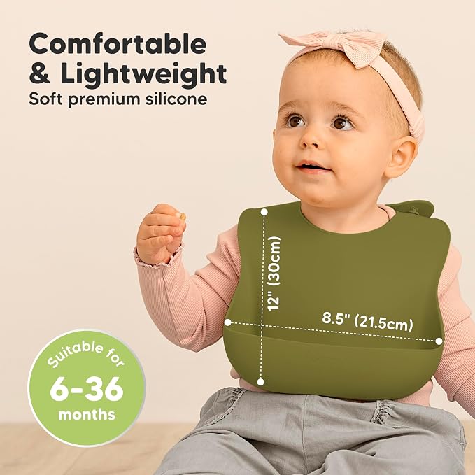 KeaBabies 2-Pack Silicone Baby Bibs - Image 3