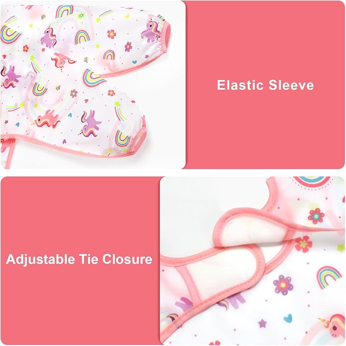 Accmor 5 Pack Long Sleeve Bibs, Baby Smock Waterproof Sleeved Bib Smock - Image 2