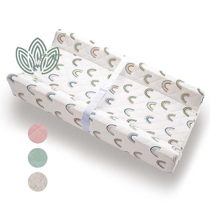 Organic Cotton Contoured Baby Changing Pad w/Waterproof Foam Mattress, Includes by Modera