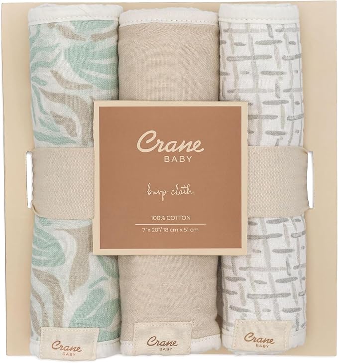 Crane Baby Muslin Baby Burp Cloths, Lightweight Absorbent Burp Cloth, Beach - Image 8