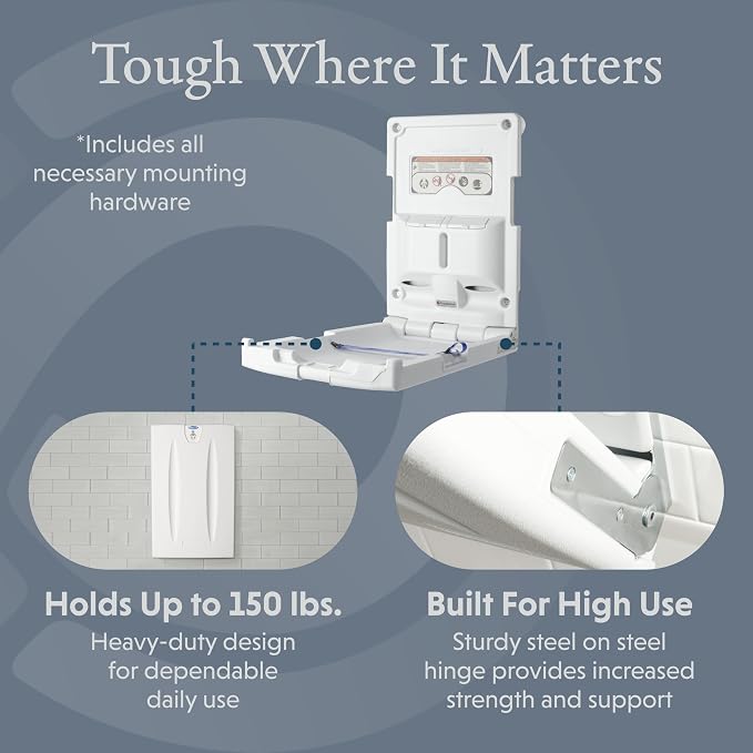 Foundations Classic Vertical Baby Diaper Changing Station, Wall Mount, Built in - Image 3