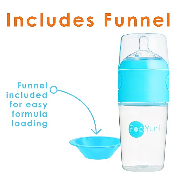 PopYum 9 oz Blue Anti-Colic Formula Making/Mixing/Dispenser Baby Bottles - Image 7