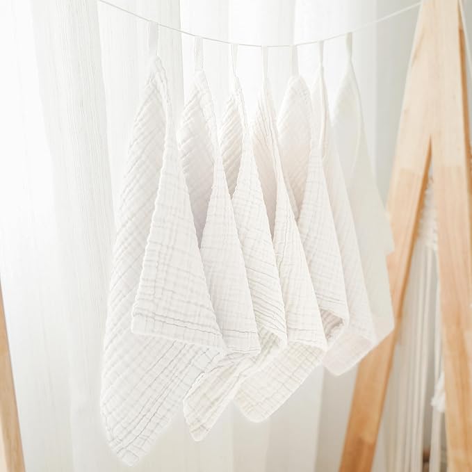 Konssy Baby Muslin Washcloths 7-Pack, 100% Cotton Baby Bath Washcloths - Image 5