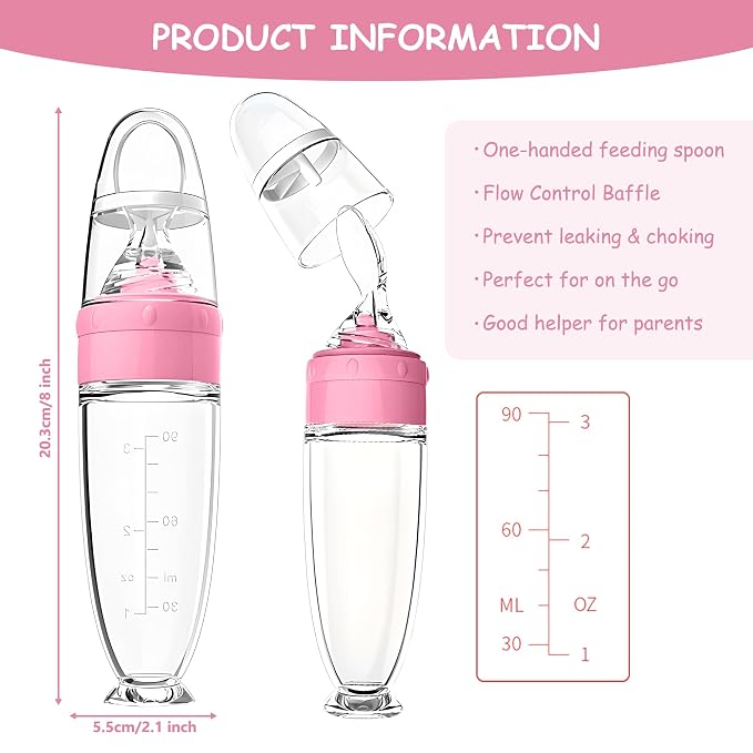 WAJIAYON Baby Food Feeder 4 Pack Silicone Baby Food Dispensing Spoon-3 oz - Image 5