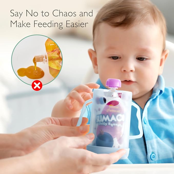 Momcozy Baby Pouch Holder No Squeeze, Baby Food & Juice Box Holder, Easy Grip - Image 4