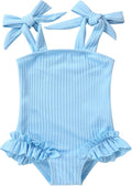 Happy Town Toddler Swimsuit Girl Solid Color Stripe One-Piece Baby Bathing Suits by HappyTown
