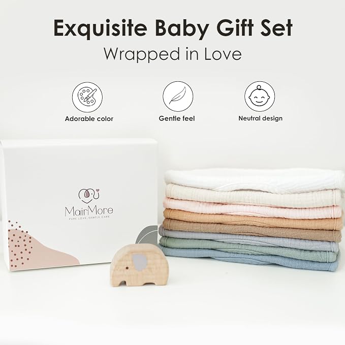 8-Pack Baby Muslin Bibs, Soft Cotton Drool Bibs - Image 6