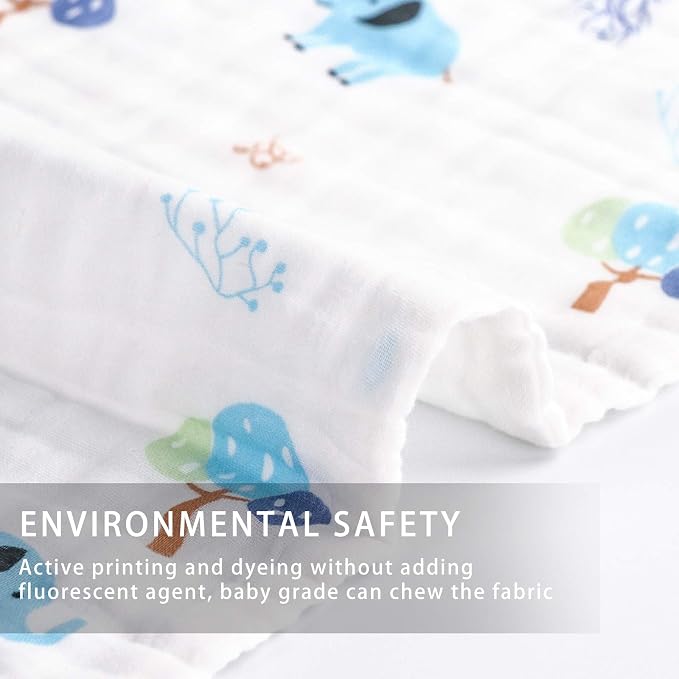 FOOK FISH Muslin Burp Cloths Cotton Burping Cloth 20'' X 10'' Pack of 6 - Image 2