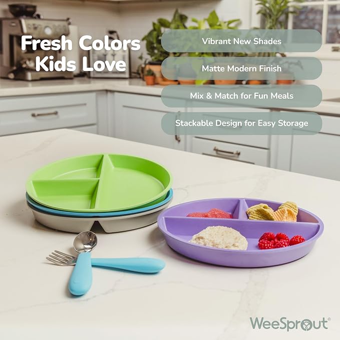 WeeSprout Divided Bamboo & Melamine Plates - Image 7