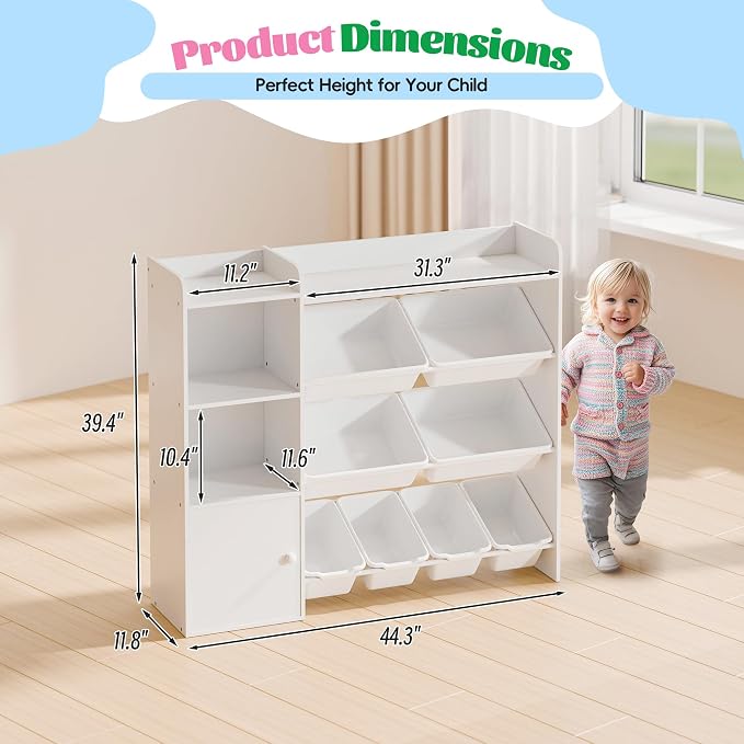 White Toy Storage Organizer, Toy Organizers and Storage Bins, Toy Storage Shelf - Image 2