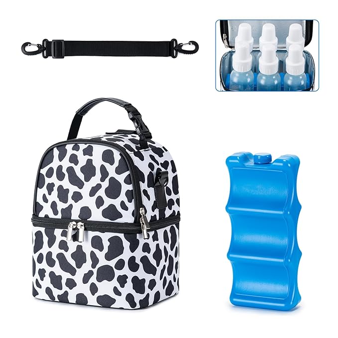 Breastmilk Cooler Bag with Ice Pack Fits 6 Baby Bottles up to 9 Ounce, Breast by BABEYER