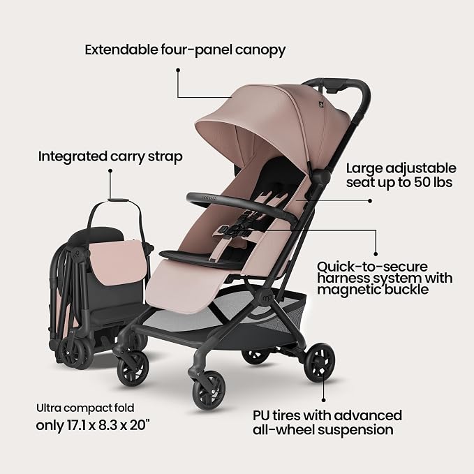 Mompush Velo Lightweight Travel Stroller, Compact & Airplane-Friendly - Image 3