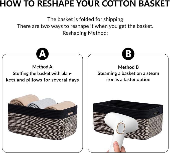 Large Storage Baskets for Shelves, Closet Organizers Bins for Clothes Blanket - Image 7
