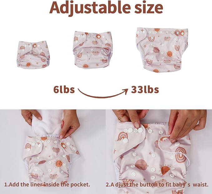 12 Set Reusable Adjustable Cloth Diapers - Image 2
