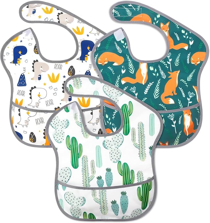 Accmor Baby Bibs, Waterproof Baby Toddler Bibs, Apron Smock Bib by Accmor