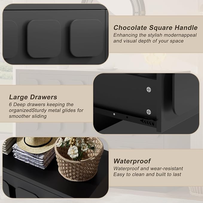 Anbuy Black Baby Dresser for Bedroom, Dresser for Baby - Image 4