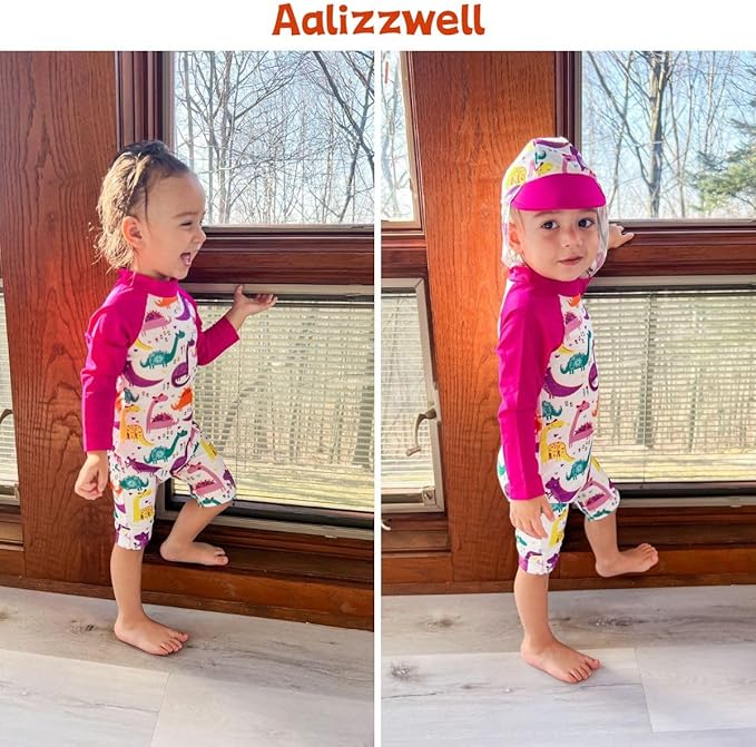 Aalizzwell Baby Girls Long Sleeve One Piece Bathing Suit - Image 3