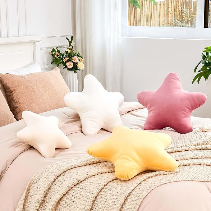 Dusty Pink Star Throw Pillow, Cute Star Pillow Room Decor, Soft 19.6" Star - Image 4