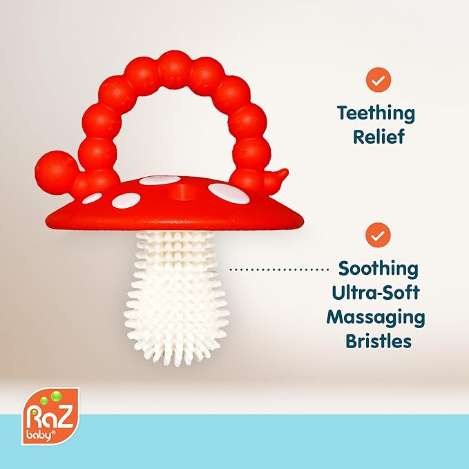RaZbaby Soft Silicone Infant & Baby 3M+ Teether Toy Massaging Bristles Teething - Image 2