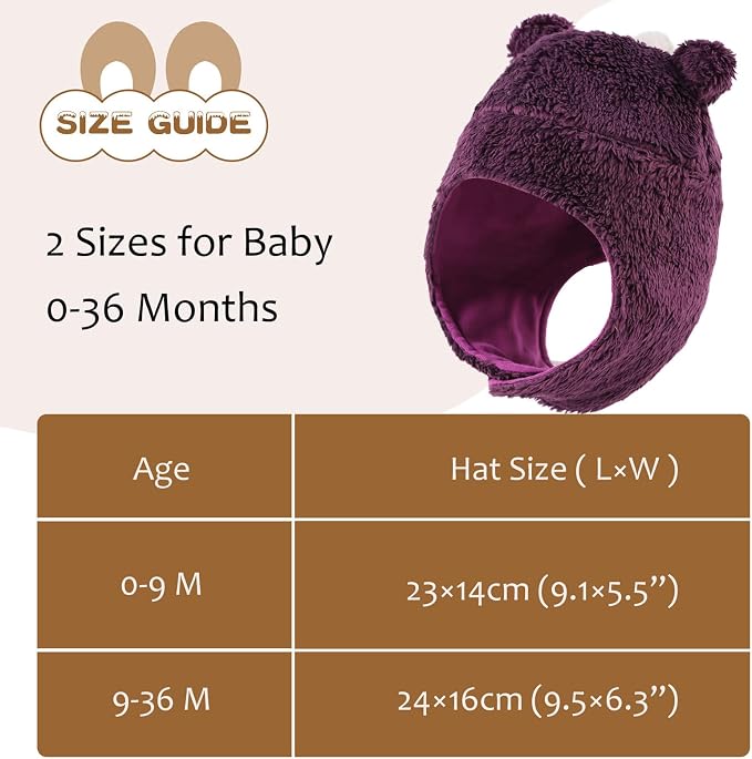Bear Baby Winter Hat Toddler Earflap Beanie Unisex Infant Snow Cap Warm Fleece - Image 5