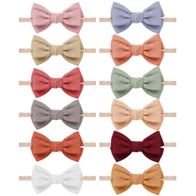 Baby Girl Headbands and Bows, Newborn Infant Toddler Nylon Elastics Hairbands by VISBL
