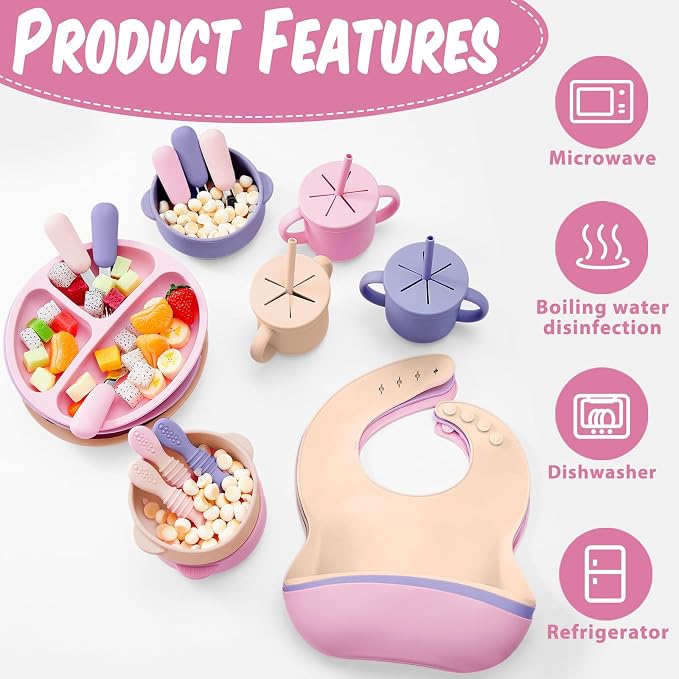 Yinder 24 Pack Silicone Baby Feeding Set Baby LED Weaning Supplies Includes - Image 3