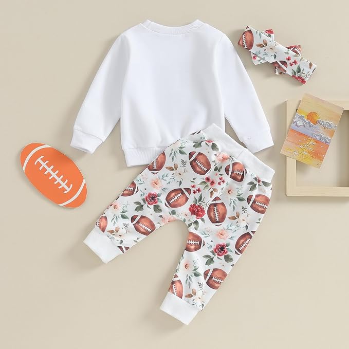 3Pcs Baby Girl Outfits Daisy Sweatshirt + Pants + Headband Infant Fall Winter - Image 7