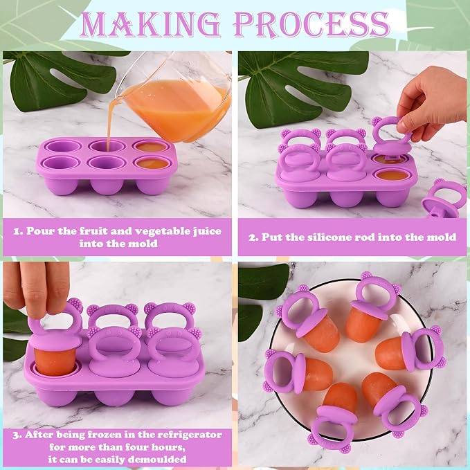 Sakolla Baby Popsicle Molds Mini 6-Cavity Silicone Ice Pop Mold - Image 5