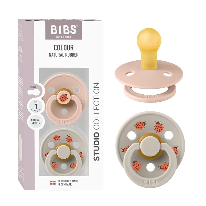 BIBS Studio Soother 2-Pack, BPA Free Dummy Pacifier, Round Nipple. Natural by BIBS