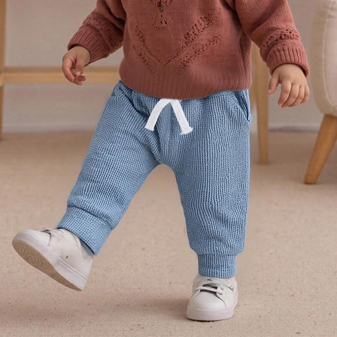 Sejardin Toddler Baby Boy Girl Pants 3 Pack Solid Color Elastic Waist Jogger - Image 3