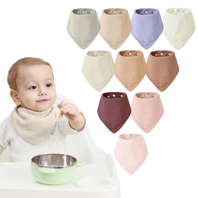 JELLYMONI 10 Pack Muslin Drool Bibs by JELLYMONI