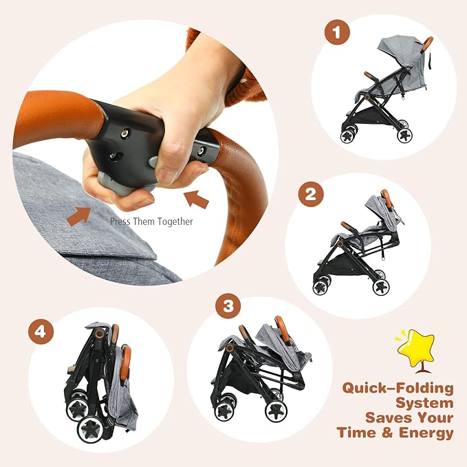 BABY JOY Lightweight Baby Stroller, Compact Toddler Travel Stroller - Image 6