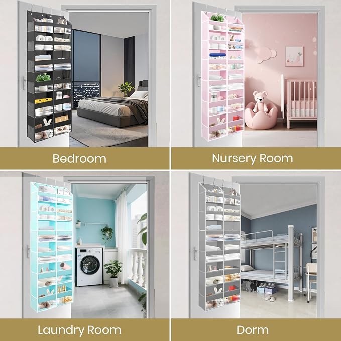 HOMELUX THEORY 2 PC Heavy Duty Over the Door Organizer 55x14x6.7, 6 Large Front - Image 7