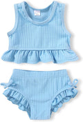 HAPPYMA Baby Swimsuit Toddler Girl Bathing Suit Summer Solid Color Bikini Set by FuntodressHappyChildhood